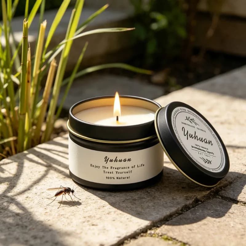 Black Tin Lemon Candle with Wooden Wick Citronella Anti-mosquito Candles Home Decorative Candles Luxury
