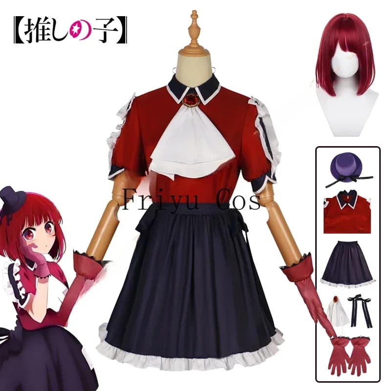 Anime Oshi No Ko Kana Arima Cosplay Costume Wig B-Komachi Red Stage Dress Uniform Ruby Hoshino Halloween Women Role Play Fashion