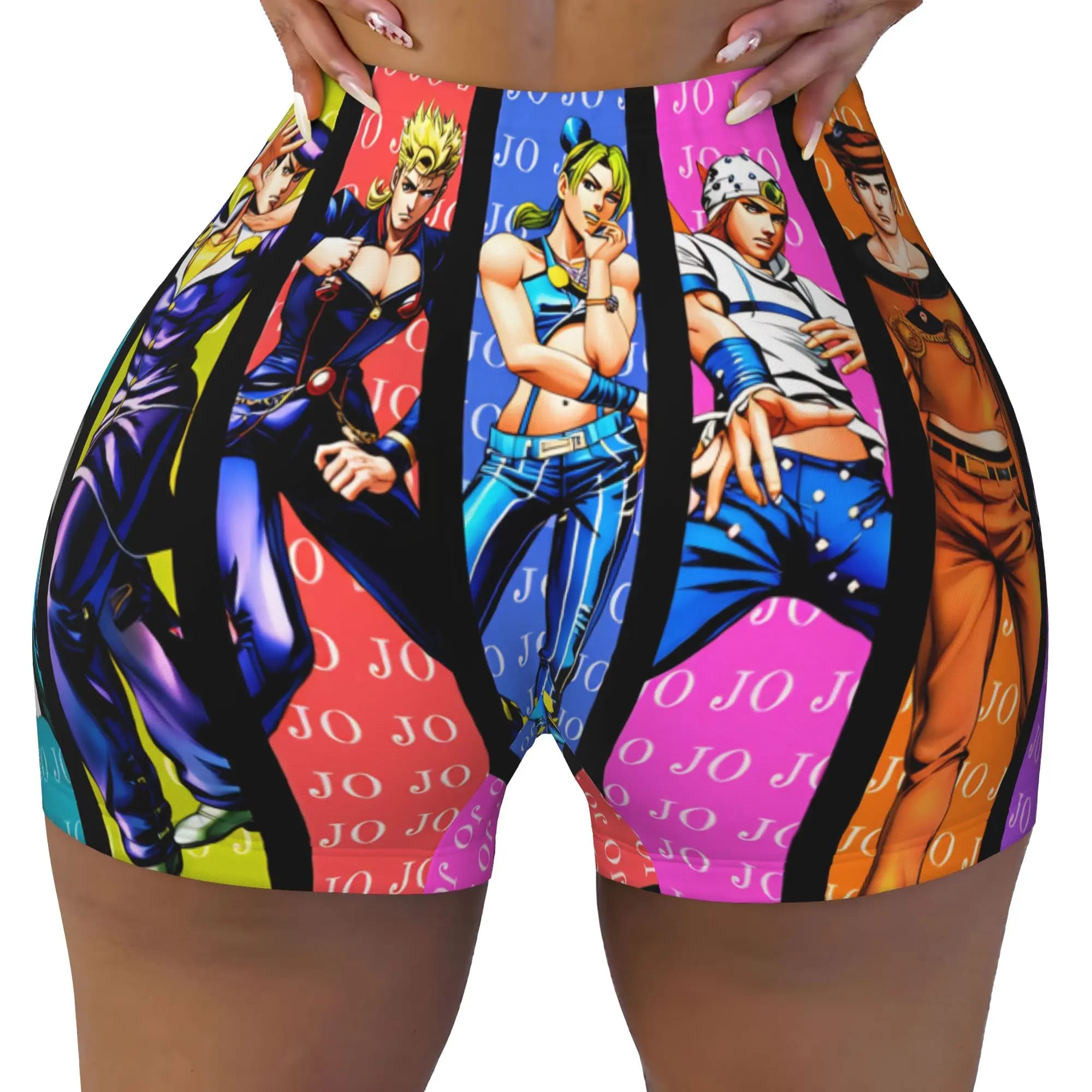 Anime JoJo Bizarre Adventure Japan Workout Shorts Women's Manga Gym Volleyball Biker Yoga Shorts