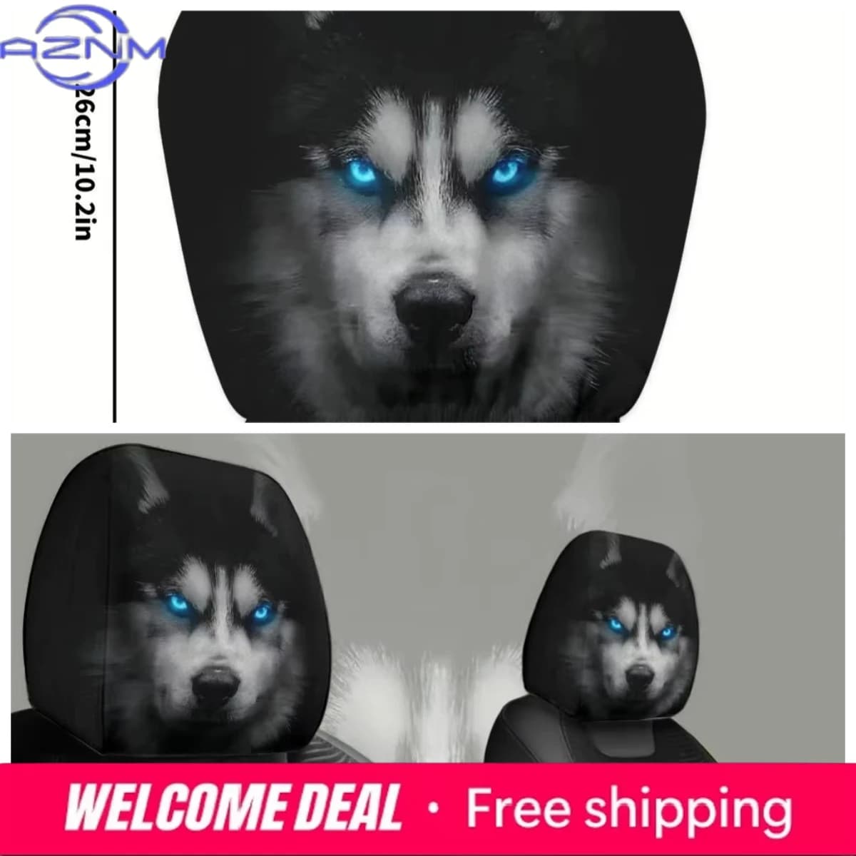 Coprisedile Auto Traspirante Black Wolf, 2 Pezzi, Coperture Elastiche per Sedili, Accessori Interni per Veicoli, Protezione