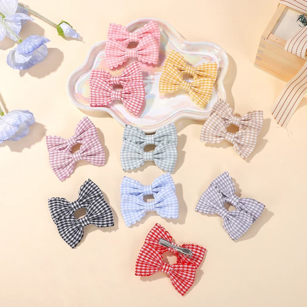 2 pz/set nuove ragazze carino plaid stampa forcine per bambini bambini dolce fascia fermagli per capelli barrettes moda arco accessori per capelli