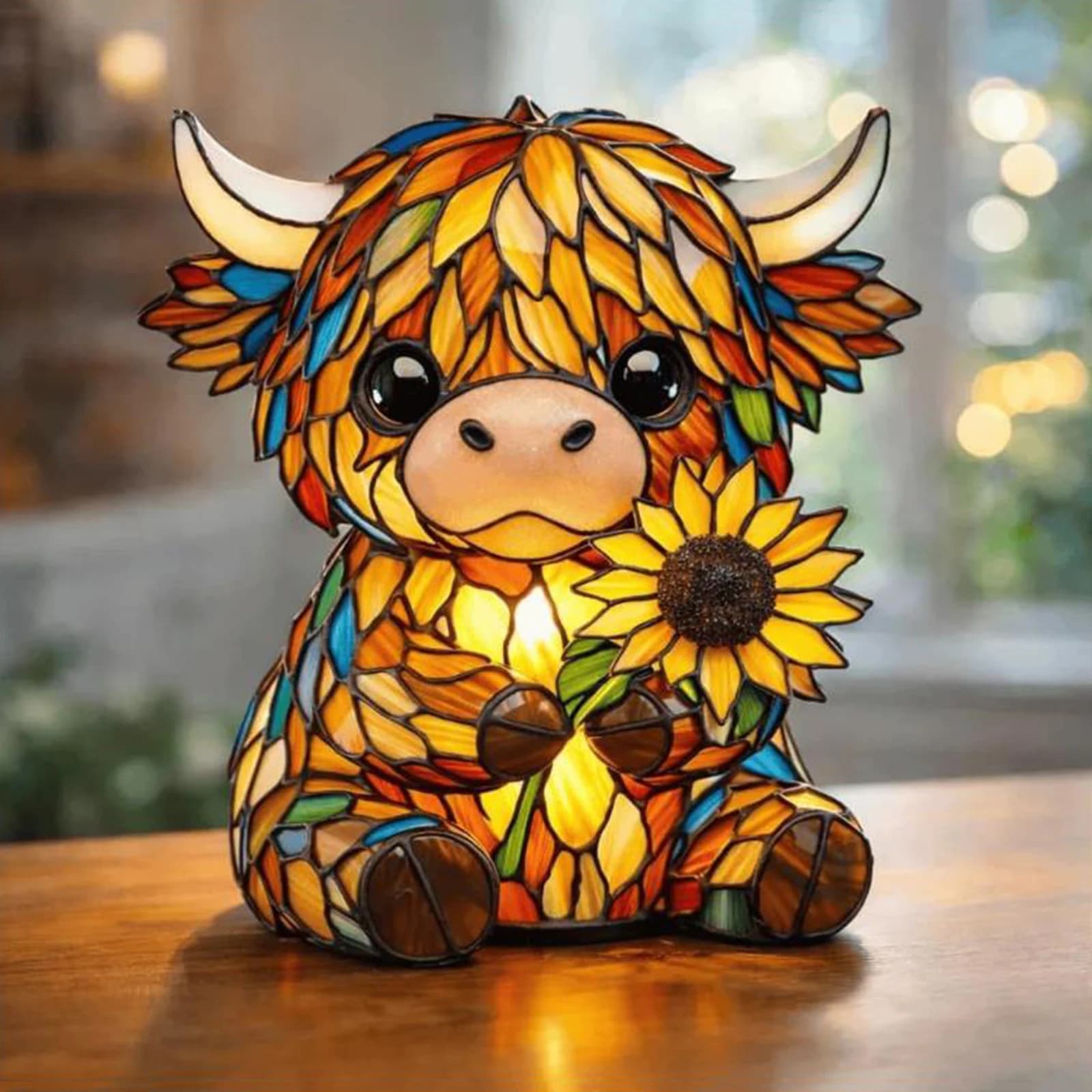 LED 3D Animal Night Lamps USB Handcrafted Stained Glass Night Light Resin Animal Ornament Light for Living Room Desk Decor