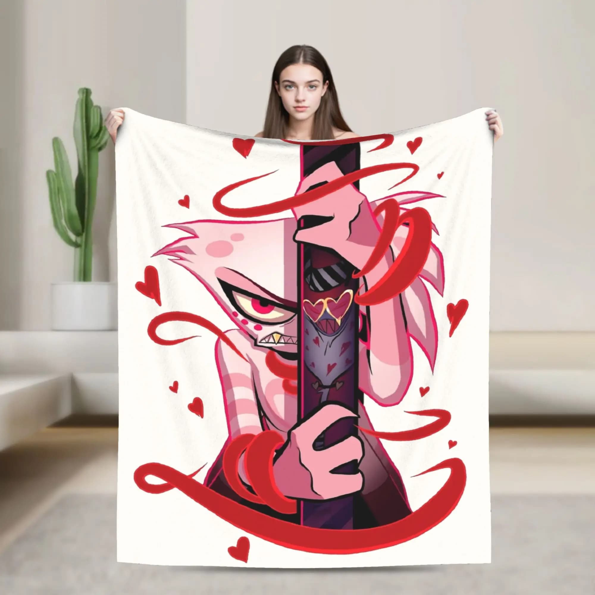 Angel Dust Hazbins Hotels Blanket Fleece Autumn/Winter Multifunction Warm Throw Blankets for Bed Office Bedding Throws