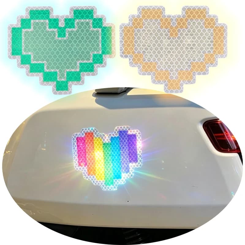 Adesivo riflettente a forma di cuore Pixel per coprire i graffi sulla carrozzeria dell'auto, adesivo decorativo per casco di moto, bici elettrica