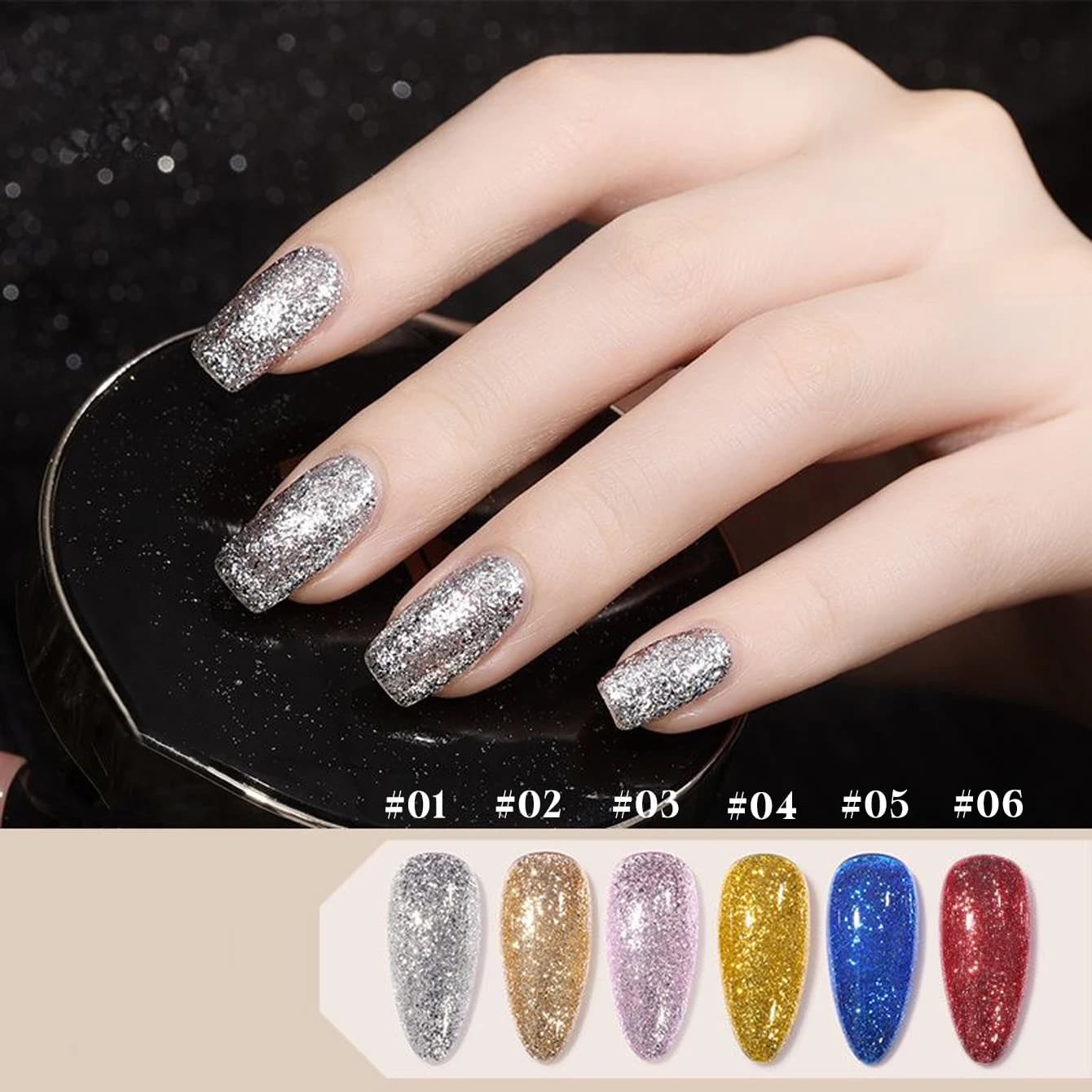 10ml 1-12pcs Oro Scintillante Platino Smalto Gel Per Unghie Glitter di Lunga Durata Semi Permanente Unghie Artistiche Pittura Gel Vernice Design