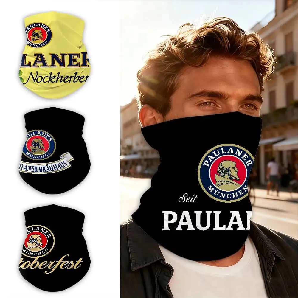 Sciarpa tubolare traspirante con protezione UV German Beer Paulaners, copricollo elastico per sci, escursionismo, moto, uso quotidiano