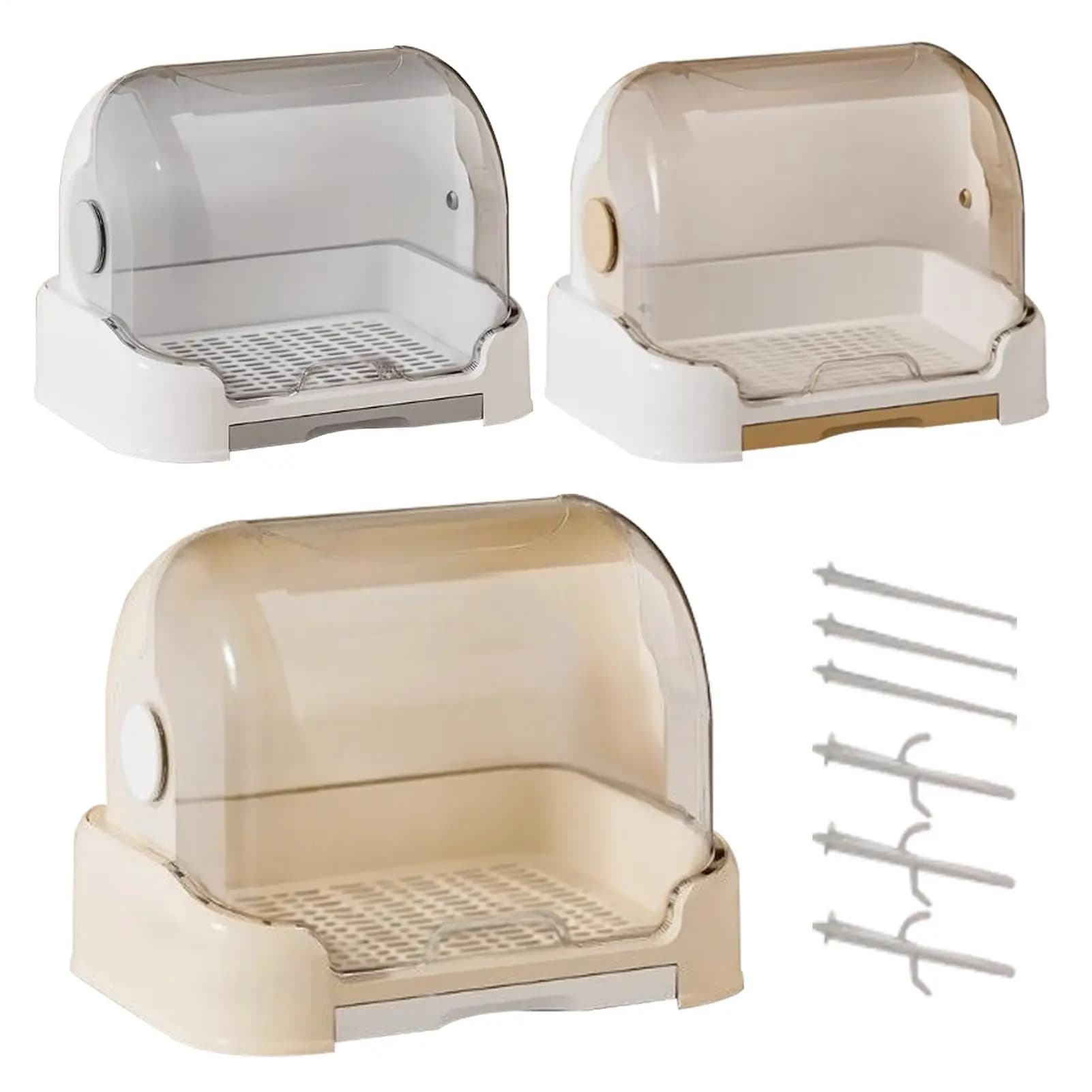 Baby Bottle Organizer Milk Bottle Countertop Organizer with Drain Tray Dustproof Container Case for Pacifier Cutlery Daily