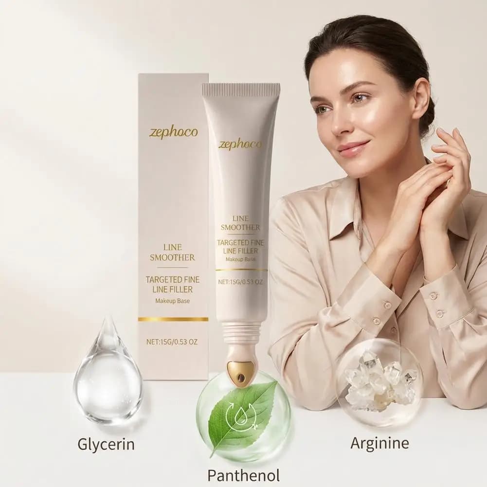 Primer Liquido 2-in-1 per Linee Sottili e Base Trucco, Levigante Istantaneo Anti-Rughe per Occhi, Viso e Guance, con Applicatore a Sfera