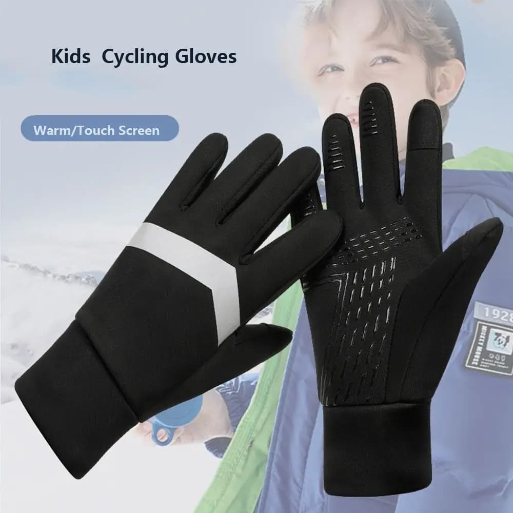 Guanti da ciclismo caldi antiscivolo Guanti sportivi da bicicletta con touch screen a dito intero riflettono le ali fredde