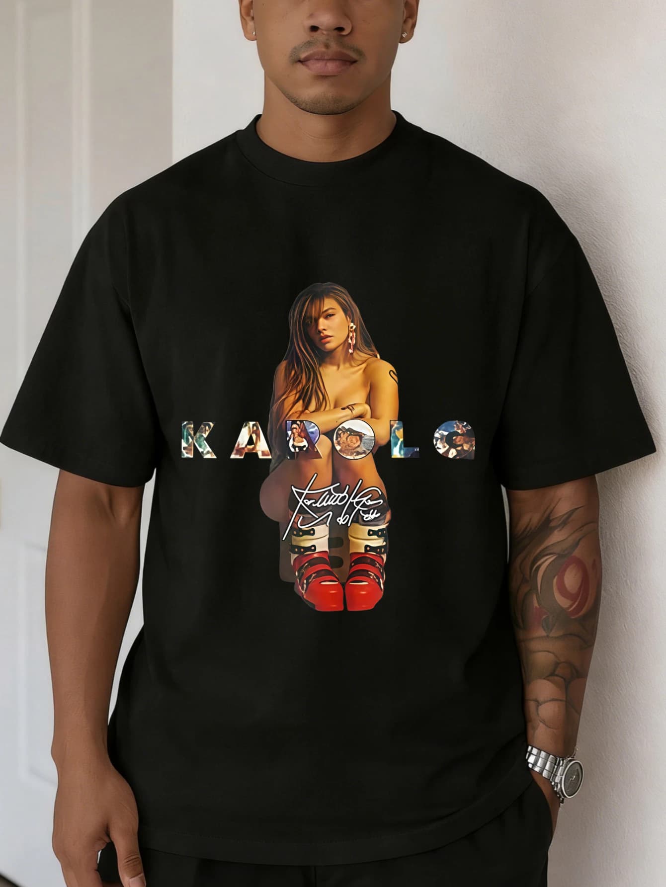 T-Shirt Oversize in Cotone da Uomo con Stampa Grafica Kaws, Maglietta Estiva Casual a Maniche Corte per Uomo