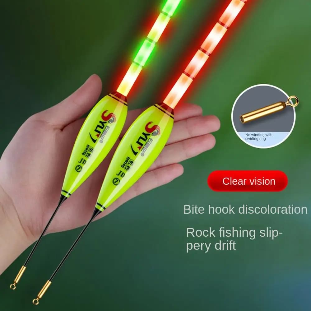1 pezzo di attrezzatura elettronica per galleggiante a luce led per pesca su roccia, inclusa batteria CR425, accessori per cravatte per pesca notturna