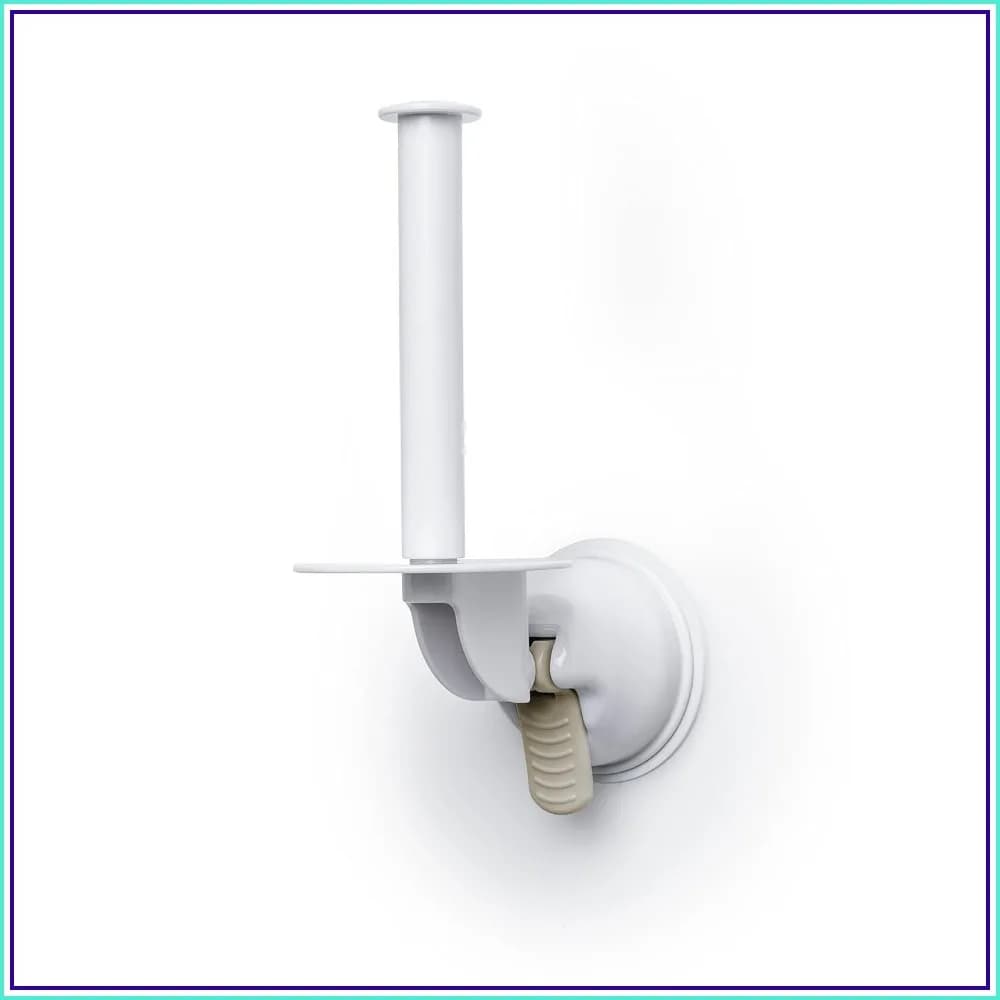 2.5 Inch Suction Cup Toilet Paper Holder, Wall Mount, Modern White, Easy Install & Remove