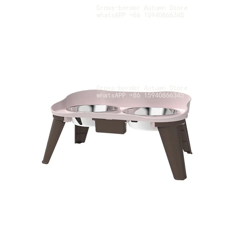 Elevated Stainless Steel Double Pet Bowl Neck Protection Anti-Spill Rim Raised Feeder Bowl For Dogs Cats Food Water Bowl
