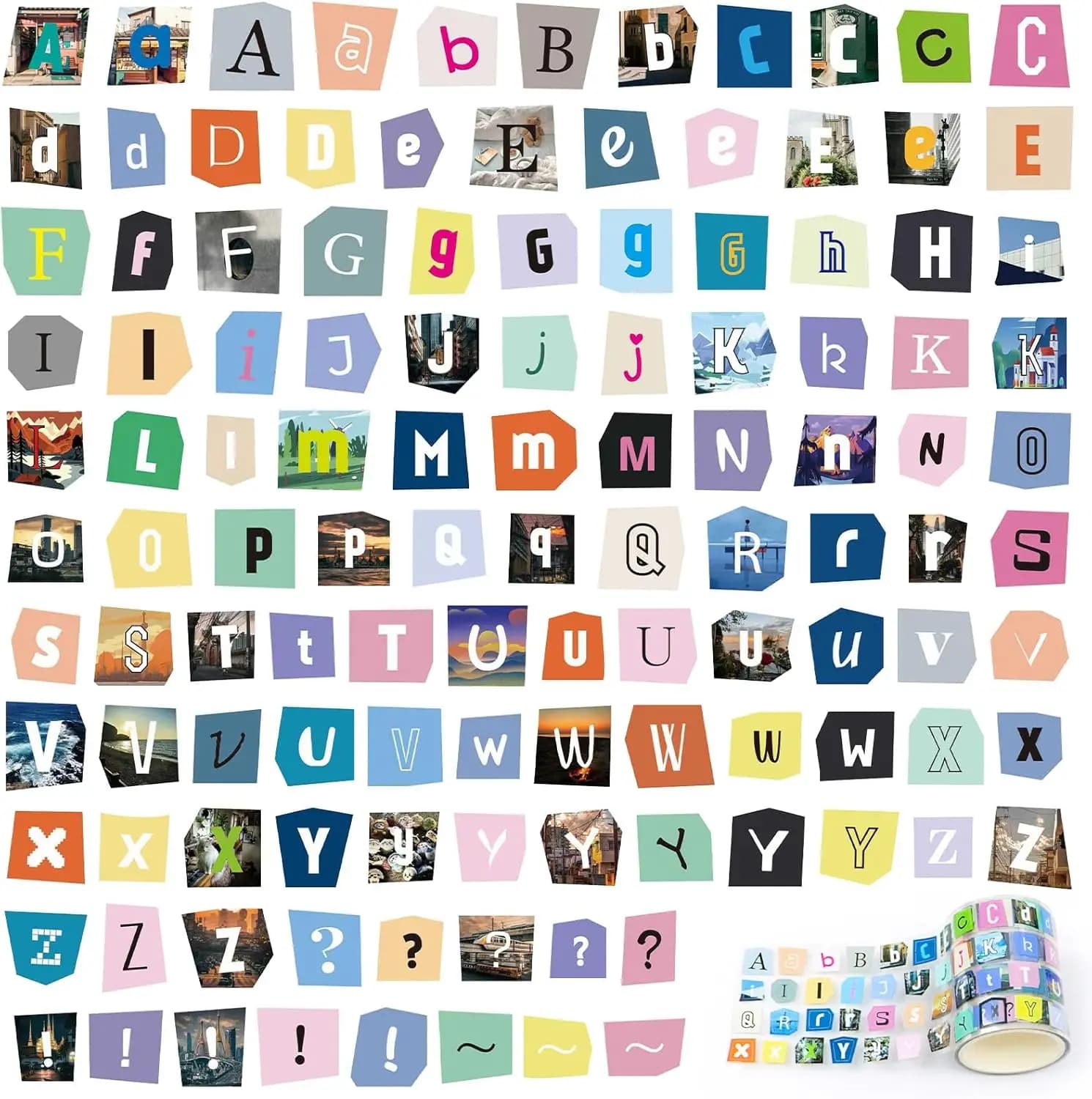 1roll/2rolls/4rolls mixed font letter stickers,number,symbol stickers for decorating diaries, scrapbooks, laptops, phone case