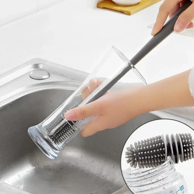 Silicone Milk Bottle Brush Cup Detergent Glass Detergent Kitchen Cleaning Tool Long Handle Glass Cup Cleaning Brush for Drink bottles