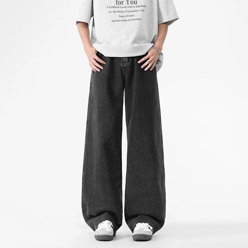 Jeans estivi in tessuto di pizzo morbido e sottile pantaloni larghi a gamba dritta da uomo pantaloni larghi casual da jogging taglie forti M-3XL