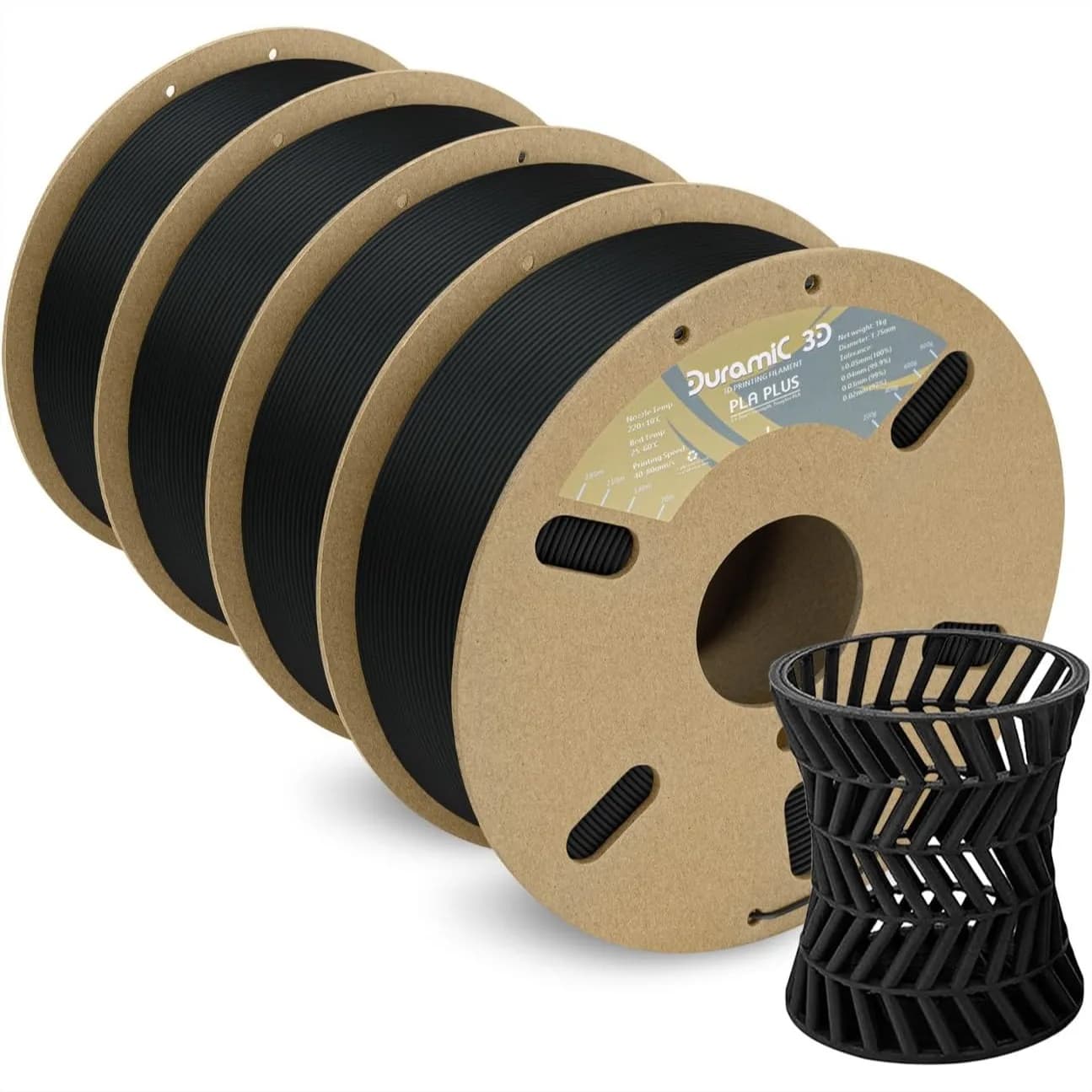 3D PLA+ Filament 1.75mm PLA Pro Printing Filament, 4 Pack 1kg Spool (2.2lbs), Tougher and Stronger, Dimensional Accuracy +/-