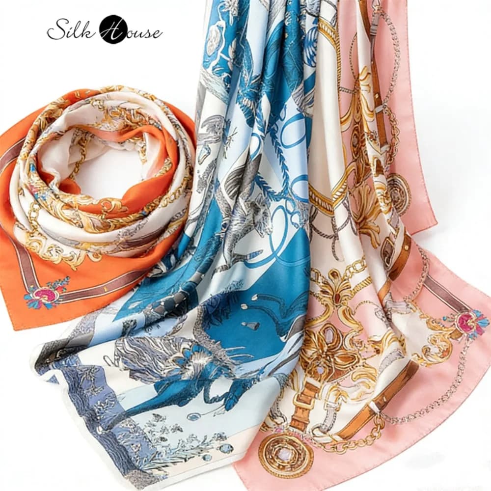 Women's Casual Clothing 100% Natural Mulberry Silk Shawl 110cm Large Square Scarf Thin Skin Friendly Printed Versatile Scarf