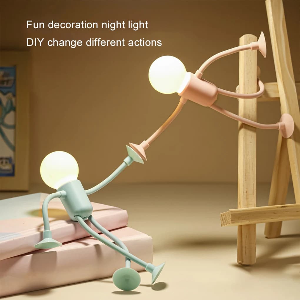 Mini luci notturne multifunzione a forma fai-da-te Forma variabile Divertente luce notturna sportiva con decorazioni per lampade da scrivania a ventosa