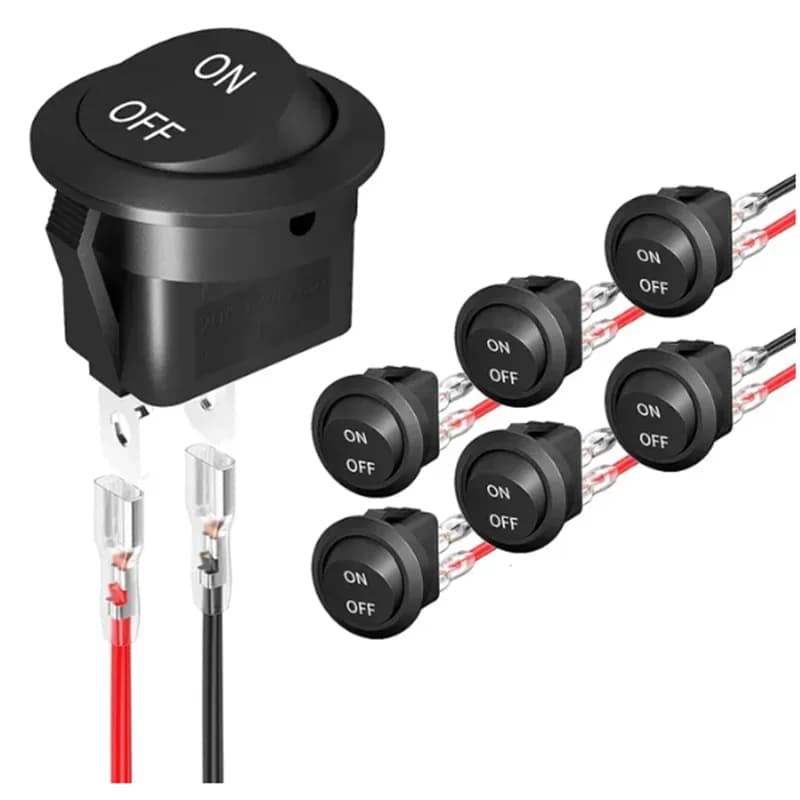 Round 12V AC 6A/250V 10A/125V SPST 2 pin 2 pins On/Off Car Tie Switch Automotive RV Black