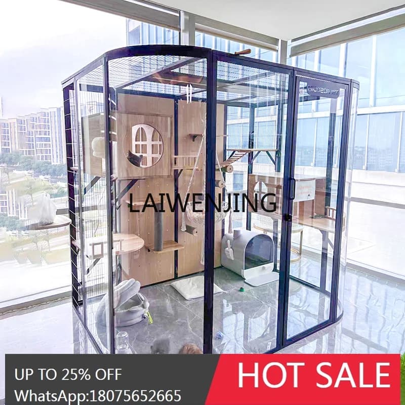 HLZ panoramic glass cat villa large space can be placed fully automatic litter box cage cat house