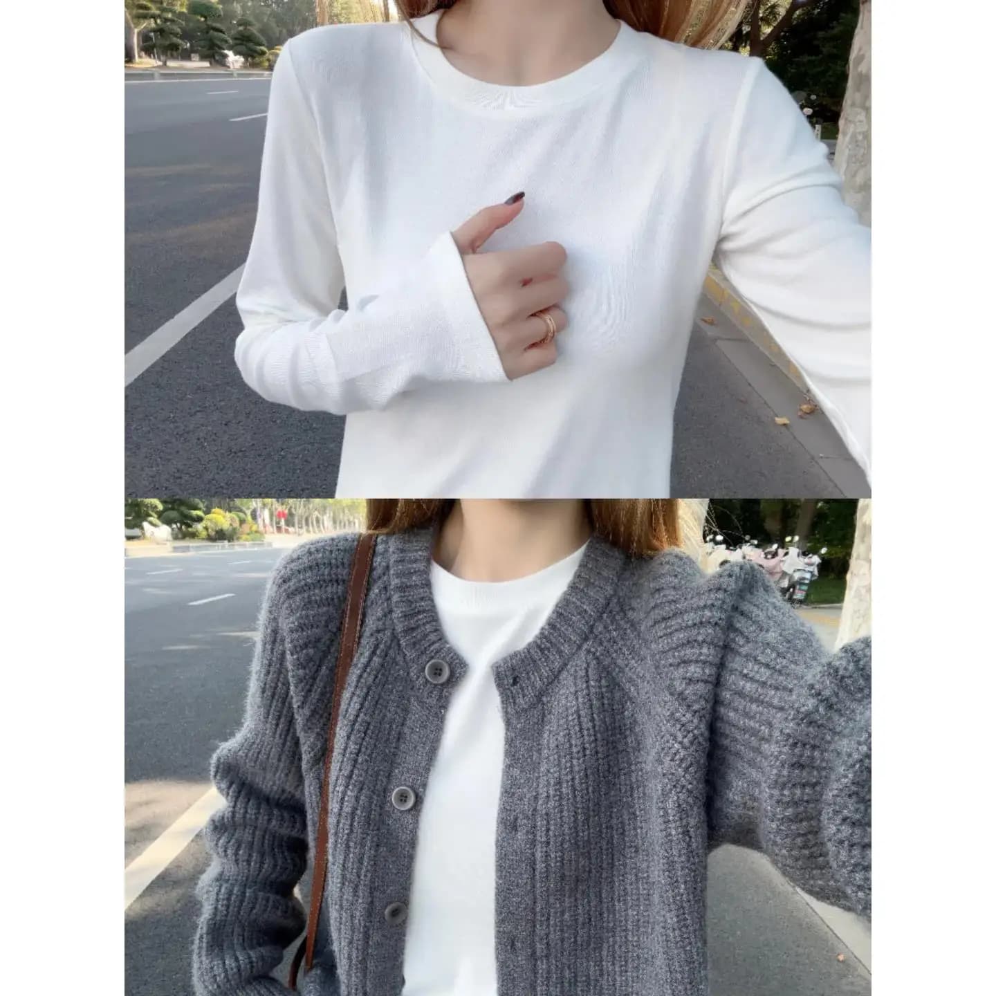 Women's long sleeve white t-shirt Commute Sle, warm thermal underwear for autumn and winter.