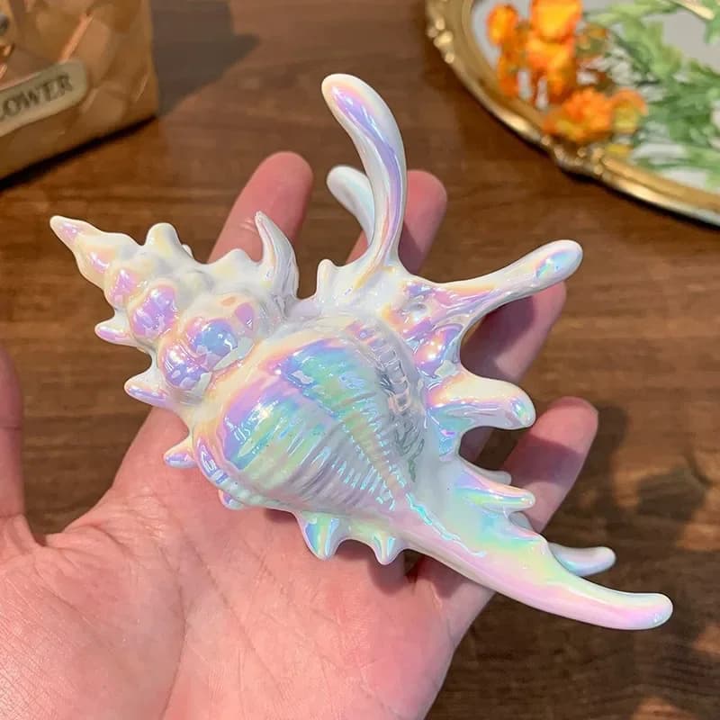 Exaggerated Colorful Acrylic Conch Hair Claws Large Size White Shark Clip Ponytail Hair Clamps Female Ocean Hair Accessories K
