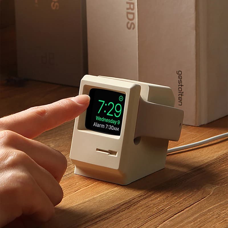 Per Apple Watch 8 7 6 5 4 iwatch 3 2 1 supporto in Silicone supporto per Dock di ricarica Retro Computer Patterm comodino supporto per staffa Base