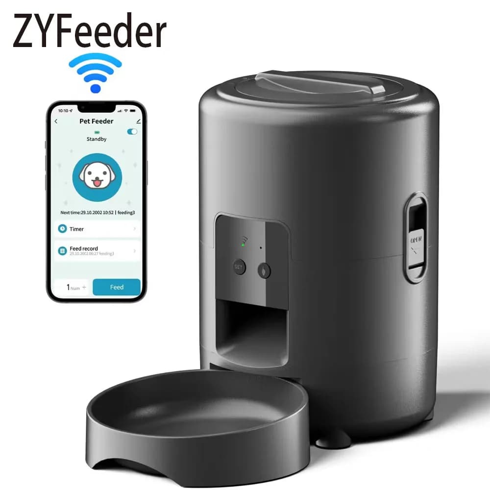 2L TuYa APP Alimentatore automatico per animali domestici Versione con pulsante Dispenser automatico di cibo per gatti Alimentatore per animali domestici di controllo intelligente per gatti Ciotola di cibo secco per cani