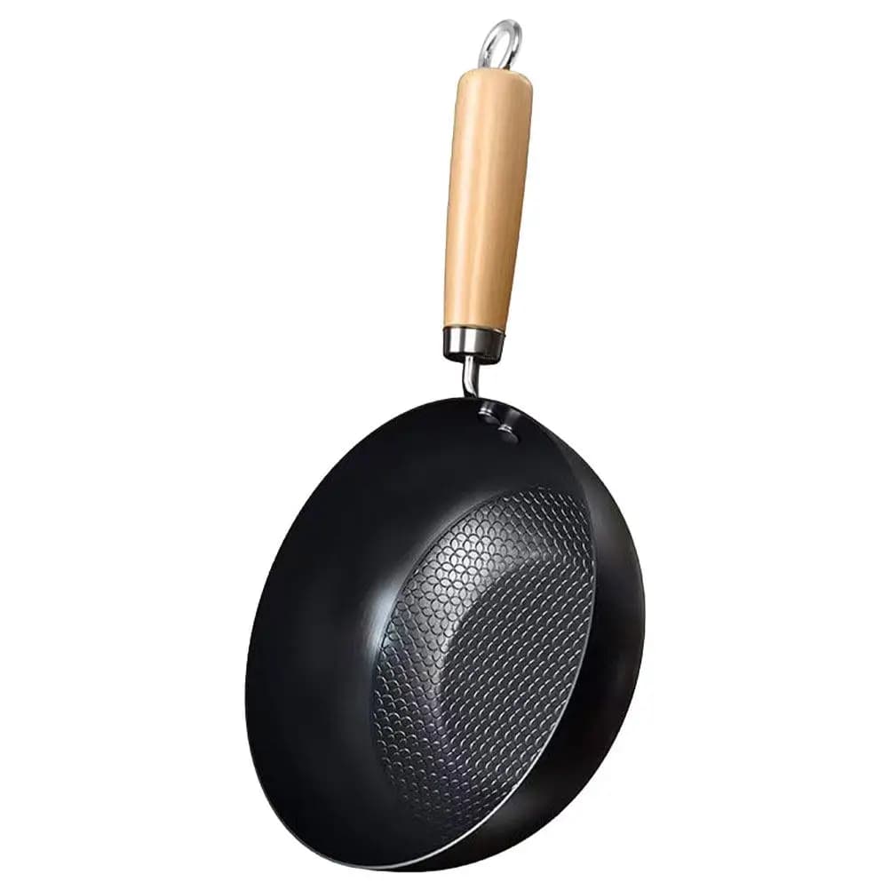 Small Traditional Chinese Wok Iron Frying Pan Nonstick Kitchen Wok Pan Household Cooking Pot for Gas Stove Everyday Cookware