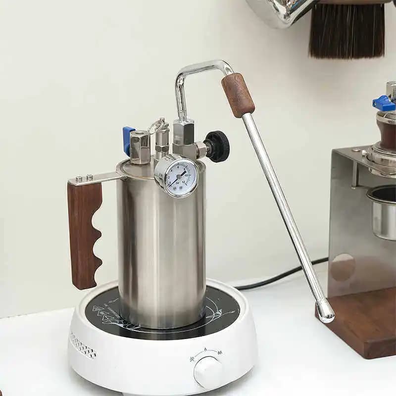 Montalatte a Vapore Portatile per Campeggio - Macchina per Cappuccino in Acciaio Inox da Fornello per Uso Domestico e Commerciale