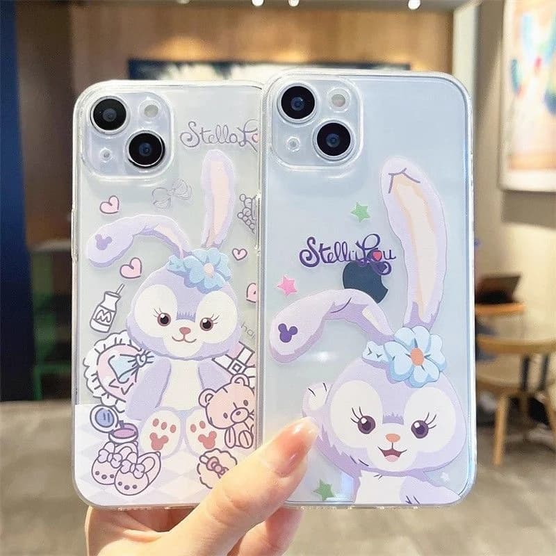 Cover anti-caduta per iPhone 11 12 13 14 15 16 17 Pro Max Plus Air con orsetto StellaLou in stile anime e cartone animato, custodia protettiva con fondotinta liquido.