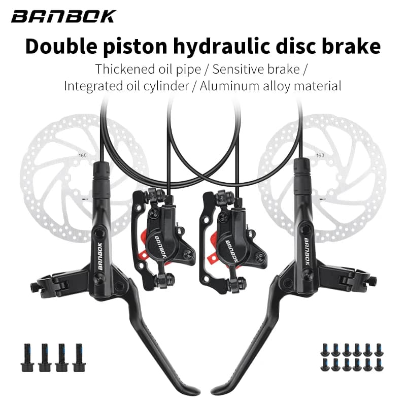 BANBOK Bici Freno A Disco Idraulico MTB 2 Pistoni Pinza Pressione Olio 800/1450mm Tubo 160mm Rotori Parti di Biciclette In Lega di Alluminio