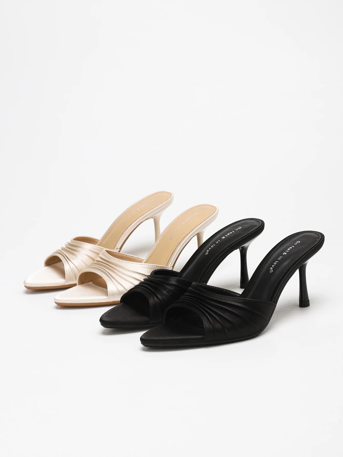 Sandali Mule da Donna Eleganti e Versatili con Tacco a Spillo, Punta Aperta e Dettagli Arricciati, Ideali per l'Esterno | Perfetto per Abiti