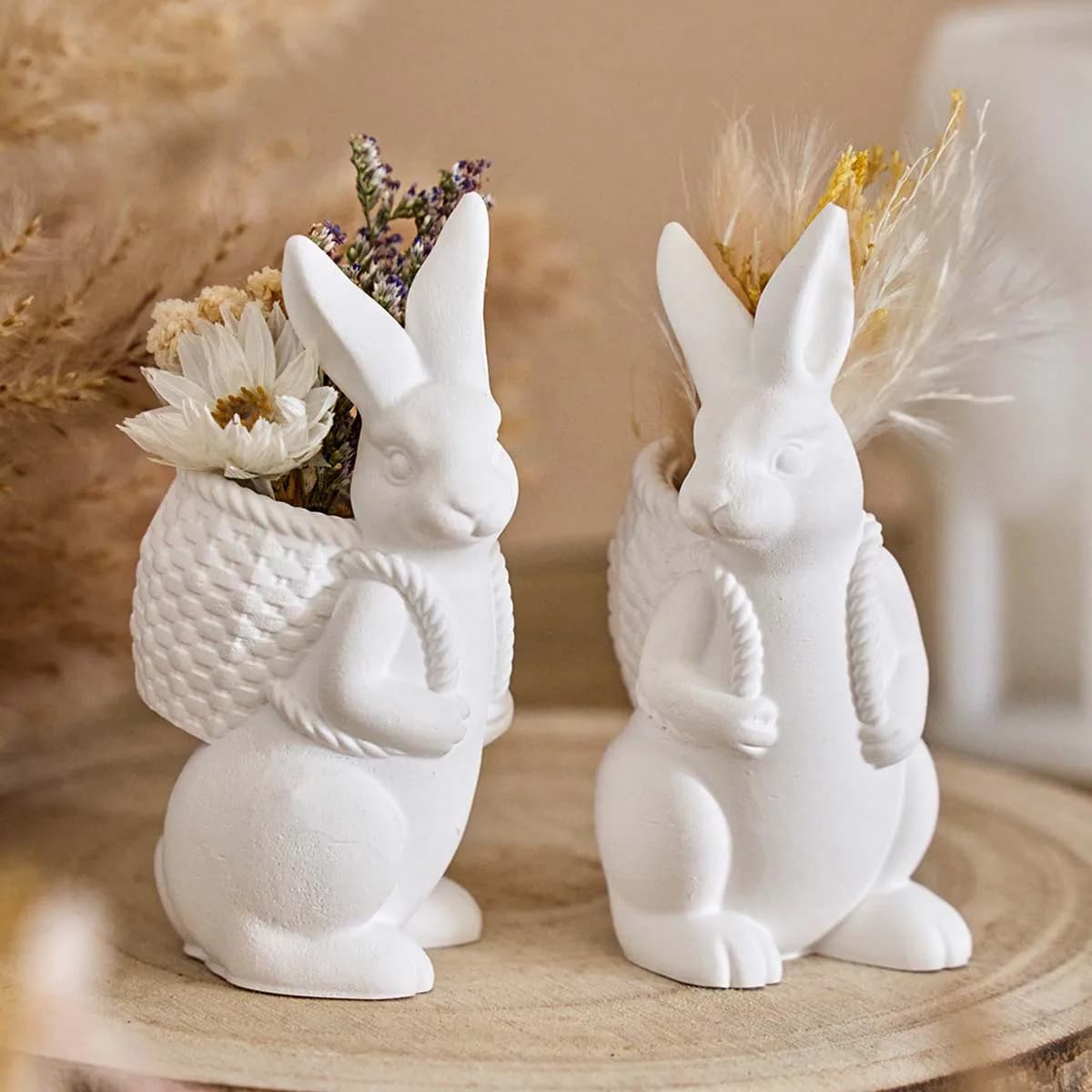Stampo in silicone per cesto di coniglietto pasquale, fai da te fatto a mano, simpatico coniglio, candela profumata, regalo in gesso, ornamento, stampo in resina, vaso artigianale, decorazioni per la casa