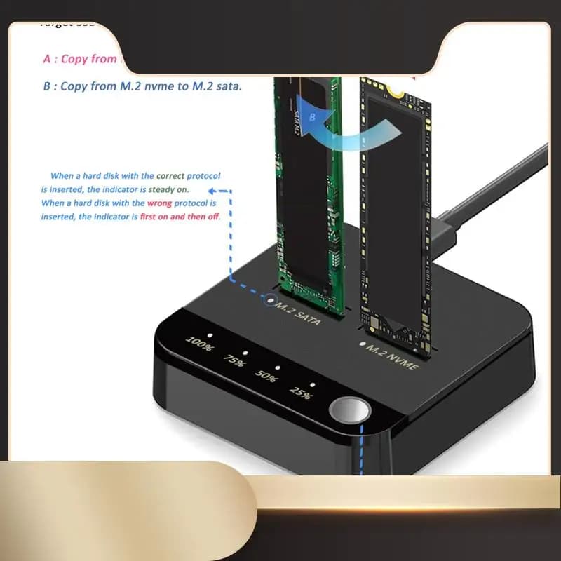Duplicatore M.2 SATA Docking station per disco rigido esterno con custodia SSD M.2 SATA a Nvme con clone per lettore SSD HDD M2-N36R