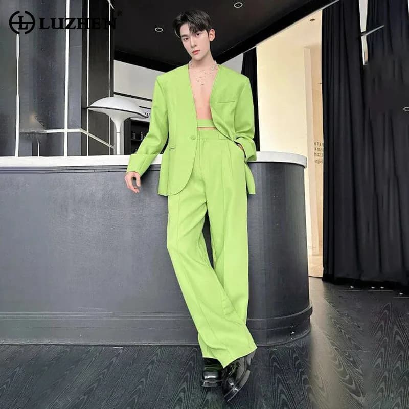LUZHEN 2026 New Complete Spring Collection Two Pieces Men's Unit, Elegant Casual Pants and Blazer JY6207