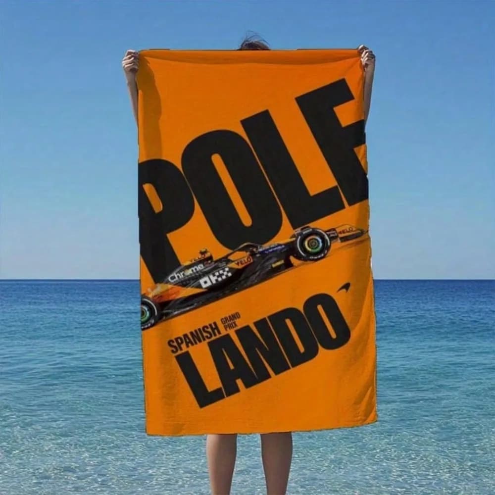 Asciugamano da Spiaggia Lando Pole GP Spagna, Stampa 2D, Morbido, ad Asciugatura Rapida, Resistente alla Sabbia, per Spiaggia, Piscina, Fan di Corse, Vacanze e Viaggi