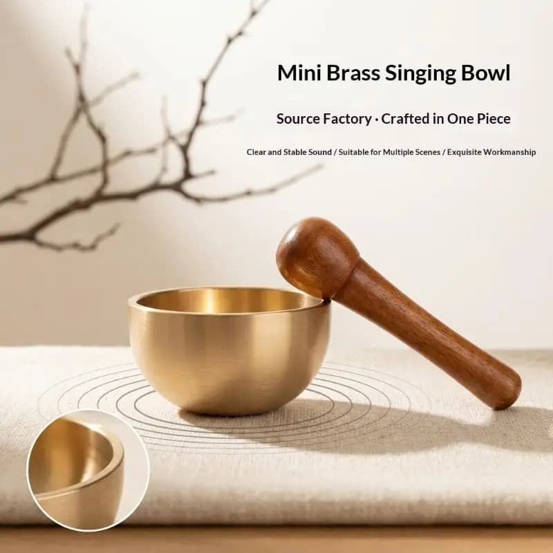 Mini Brass Chant Bowl Sound Bowl Calming Hand Therapy Sound Copper Chant Bowl Sandalwood Harmonious Sound-New