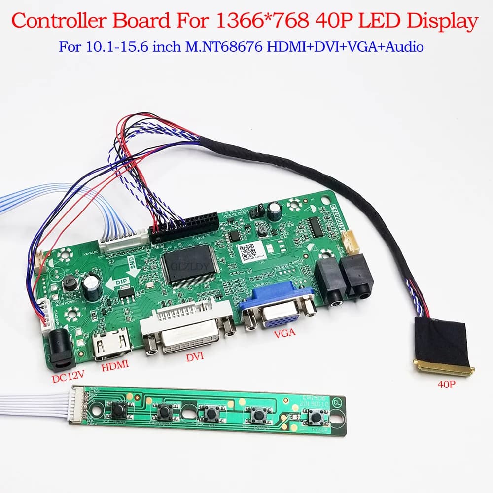 B140XW01 Scheda Controller HDMI+DVI+VGA+Kit Driver Audio 10.1/13.3/14/15.6" Display 1366X768 LVDS 1ch 6 bit 40 Pin Pannello LED LCD