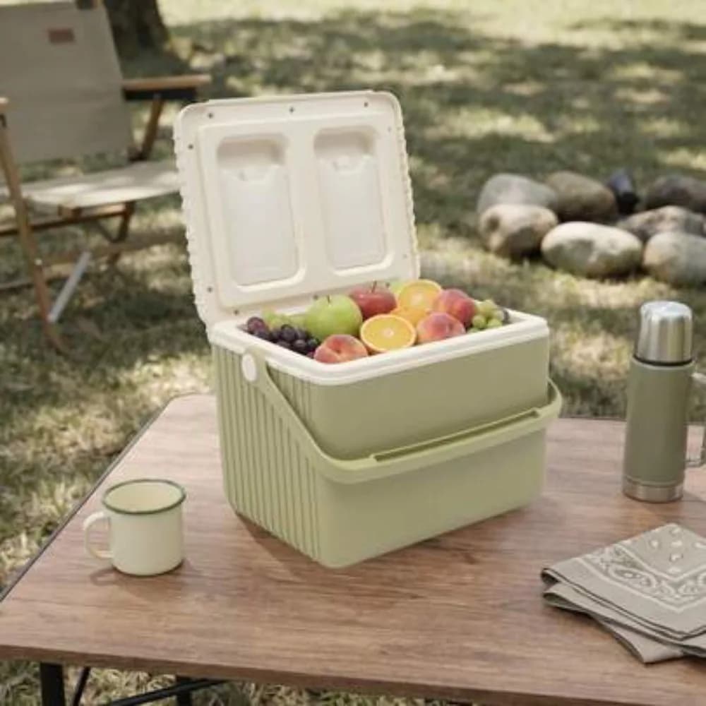 13L Portable Insulated Cooler Box Camping Cooler with 2 Ice Packs, Outdoor Cold Retention Storage Container for Picnic, Beach, Travel, Fishing, Compact Leakproof Design
