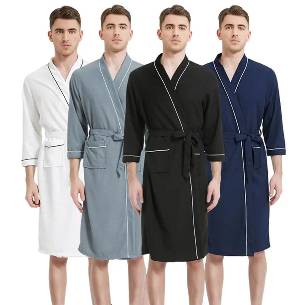 Long-sleeved bathrobe Long-sleeved bathrobe Quick-drying towel Kimono Nightwear for Women's Night Shirt for Men