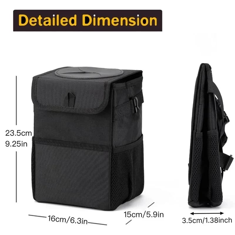 Leakproof Car Trash Can with Lid – Collapsible Automotive Truck Organizer & Storage Bag, Car Accessories