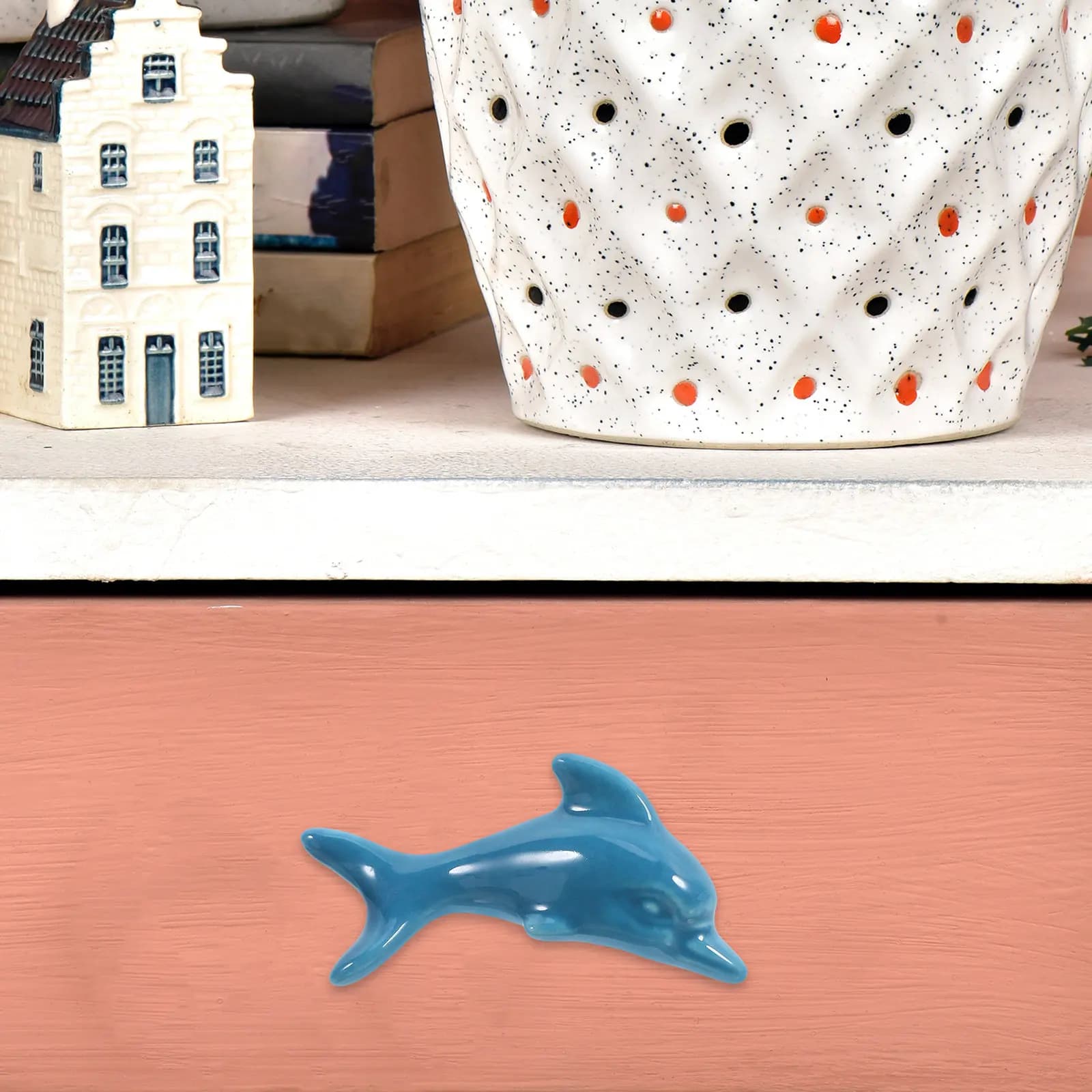 2 Pezzi Maniglie Moderne in Ceramica a Forma di Delfino, Maniglie Solide per Cassetti, Armadi, Scrivanie, Librerie e Porte