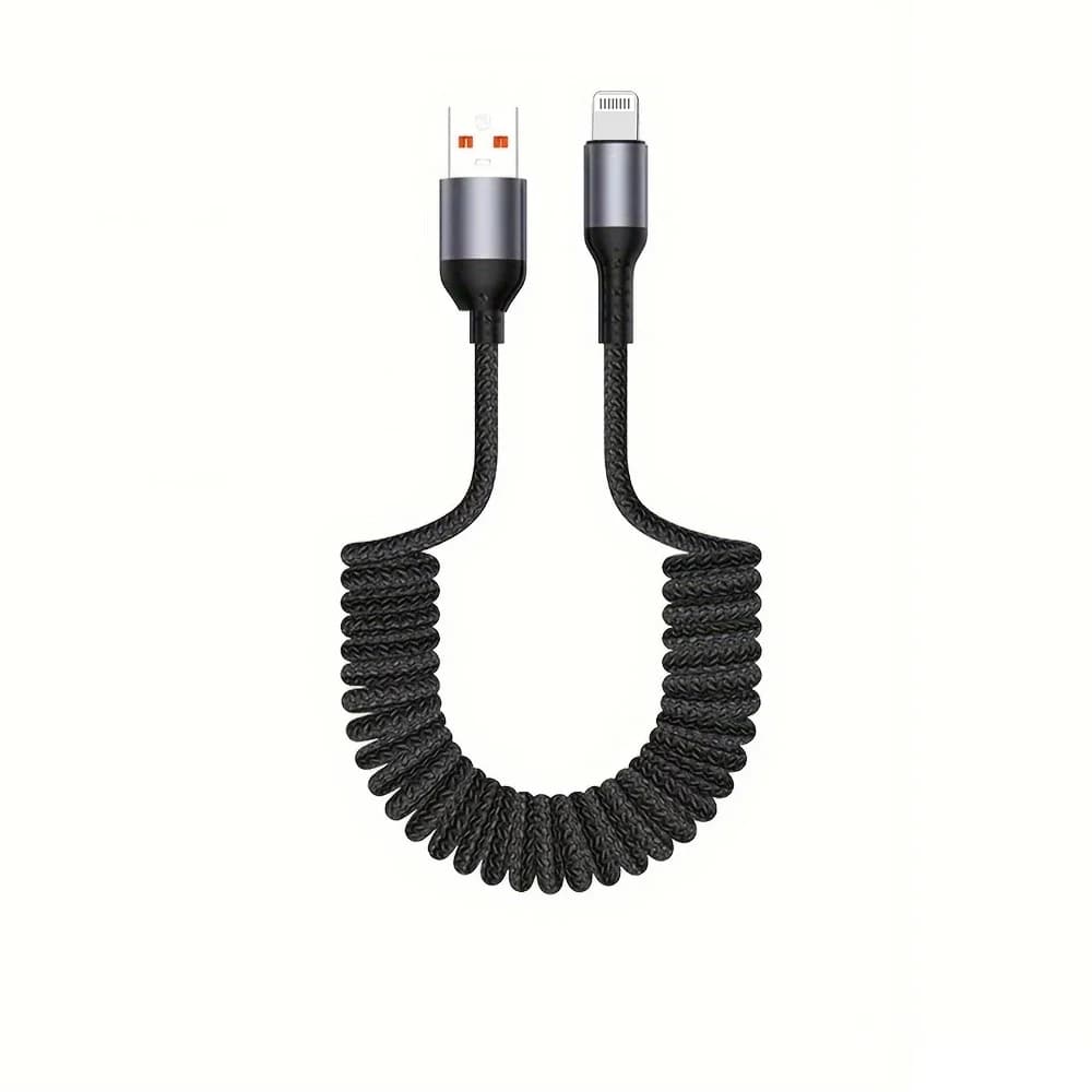 3A USB Quick Charging Cable with Spring for iPhone 14 11 12 13 Pro XS Max 6 7 8 Plus SE iPad