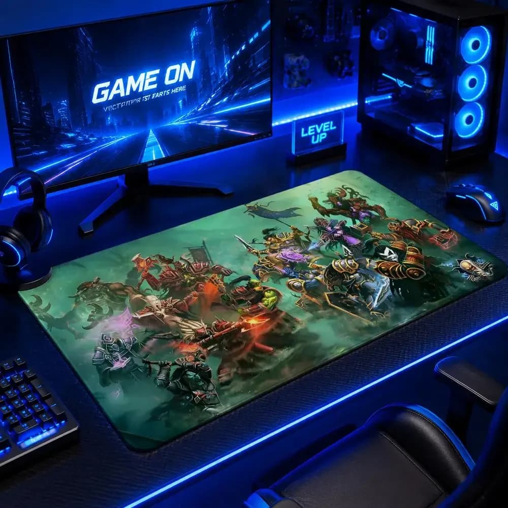 Classic Game W-WarcraftS Mouse Pad Gaming Mouse Pad Desk Mat Waterproof Non-Slip Rubber Base Stitched Edges Office