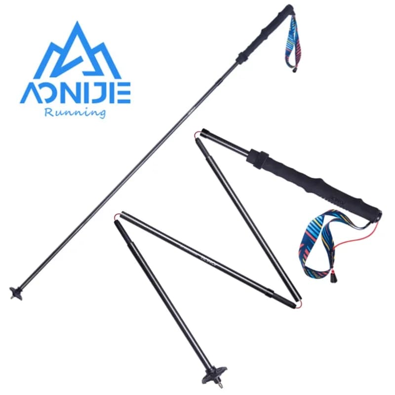 AONIJIE E4204 Lightweight Folding Trekking Poles Carbon Fiber Walking Stick Drawstring Fixed For Hiking Running Mountaineering