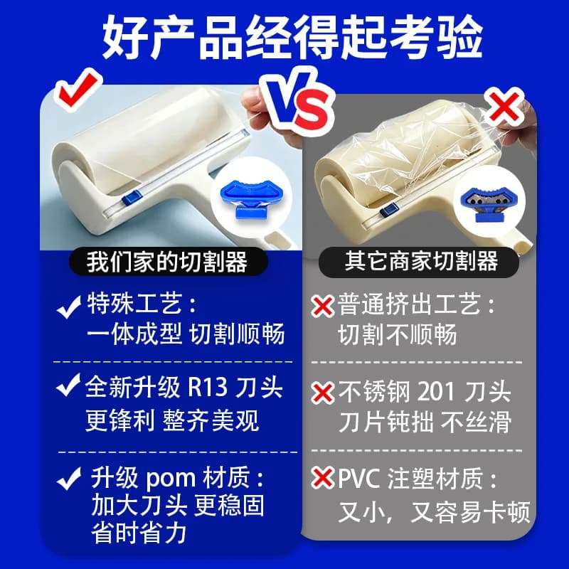Reverse Adhesive Tape Lint Roller Cutter Pet Hair Remover Sticky Roller CuttingTool