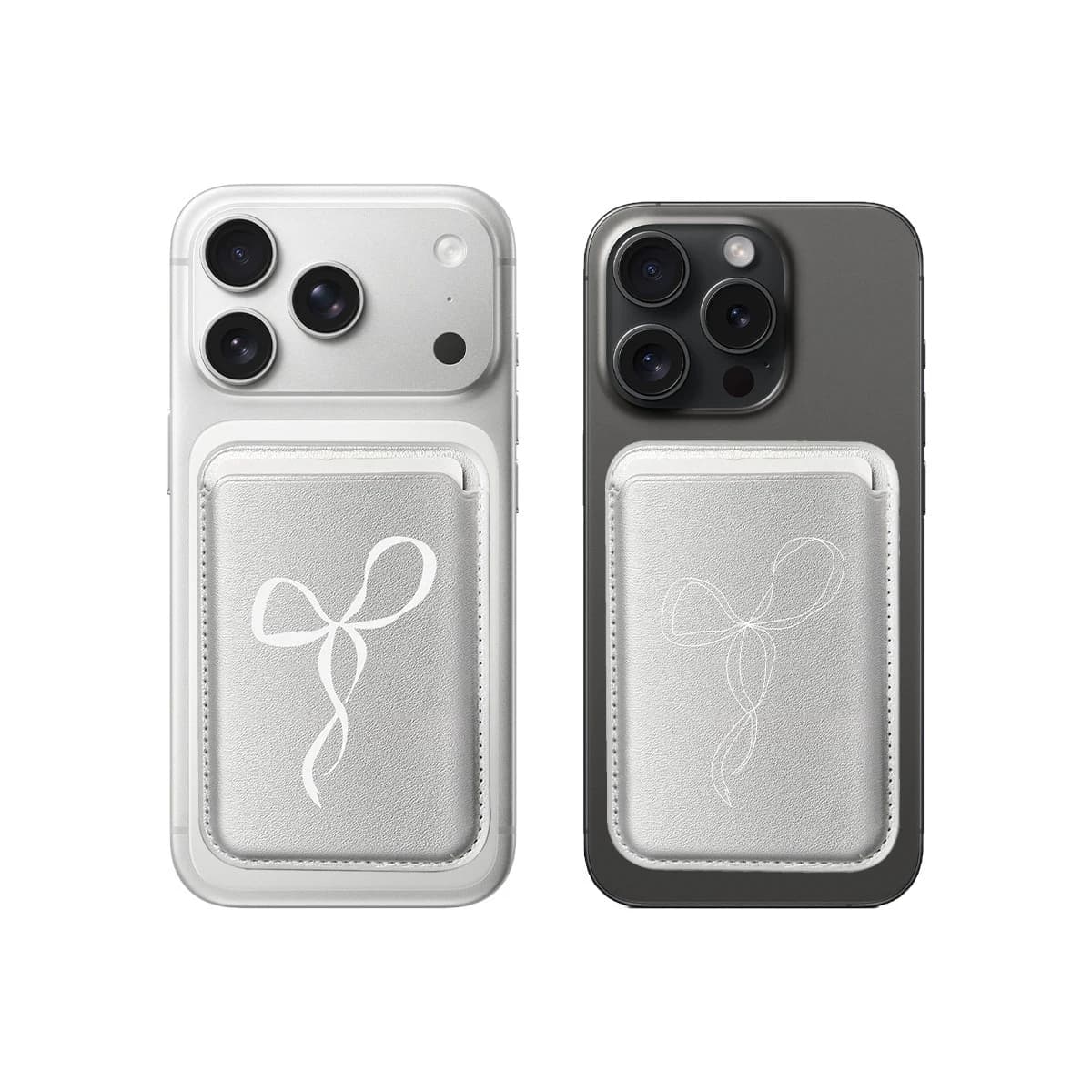 Silver Magnetic Card Holder for iPhone 17 16 Pro Max, for Samsung Galaxy S26 S23 Ultra, Cover Wallet Compatible with MagSafe