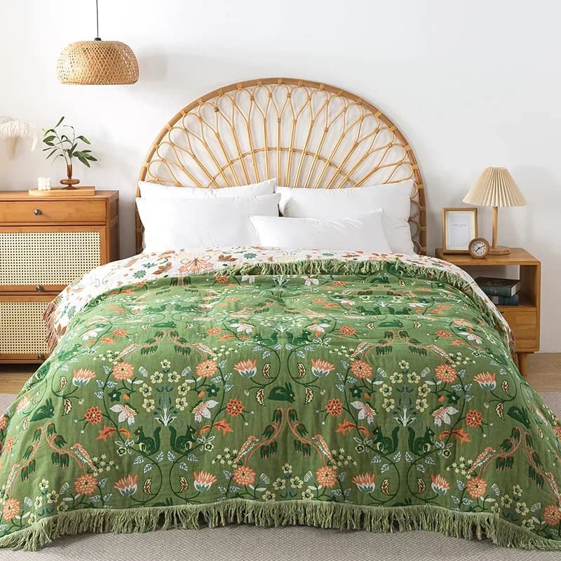 Double-sided Cotton Blanket Bedspread Single Double Sofa Towel Home Decoration Nap Bed Blanket Summer Cooling Quilt Thin Sheet